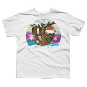 Boy's Design By Humans Merry Slothmas - Funny Christmas Pajama for Sloth LoversÂ By TELO213 T-Shirt - 1 of 3