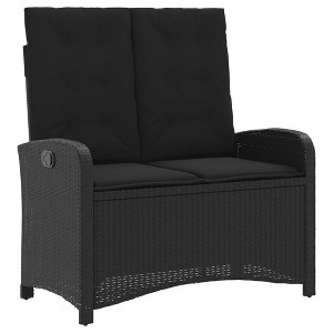 vidaXL Reclining Patio Bench with Cushions Outdoor Furniture Black Poly Rattan - 1 of 4