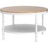 VINGLI 31.5" Round Farmhouse Coffee Table, 2-Tier Storage Wood Center Table for Living Room, Sturdy Metal Frame, White Natural Wood - 4 of 4