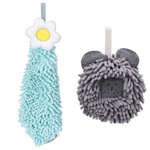 REGALWOVEN 2 Packs Soft Absorbent Cute Decorative Chenille Hand Towel for Bathroom 6" x 15"/7" x 7" - 1 of 4