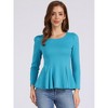 INSPIRE CHIC Women's Long Sleeve Scoop Neck Casual Peplum Shirt - 3 of 4