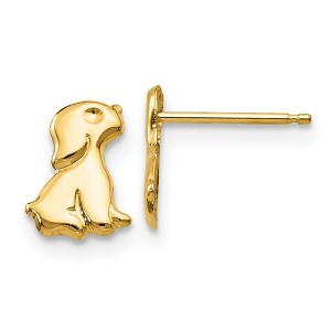 Black Bow Jewelry Kids Sitting Dog Friction Back Post Earrings in 14k Yellow Gold - 1 of 4