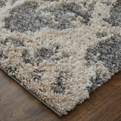 Gray Geometric Shag Stain-Resistant 5' x 8' Area Rug
