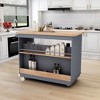 Whisen Modern Rolling Mobile Kitchen Island with Wine,Spice Rack and 2 Drawers - 2 of 4