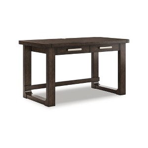 Signature Design by Ashley Breckington Home Office Desk with 2 Drawers - Dark Brown Wood Finish and Cord Management Cutout - 1 of 4