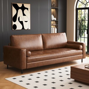 Luck Live Modern Sofa,leather couch 80.31"furniture living room High-End Vintage Sofa, Sturdy Frame, Comfortable Seating Brown - 1 of 4
