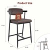 Set of 4 Counter-Height Bar Stools ¨C 26" Retro Brown with Arms, Backrest & Footrest for Kitchen Islands & Bars - 3 of 4