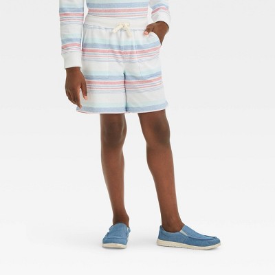 Boys' Americana Striped 'Above Knee' Twill Pull-On Shorts - Cat & Jack™ White M
