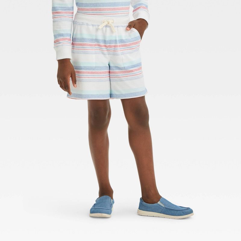 Boys' Americana Striped 'Above Knee' Twill Pull-On Shorts - Cat & Jack™ White, 1 of 6