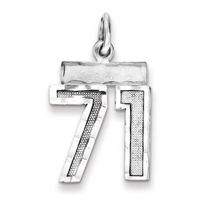 Black Bow Jewelry Sterling Silver, Varsity Collection, Small D/C Pendant, Number 71 - 1 of 4