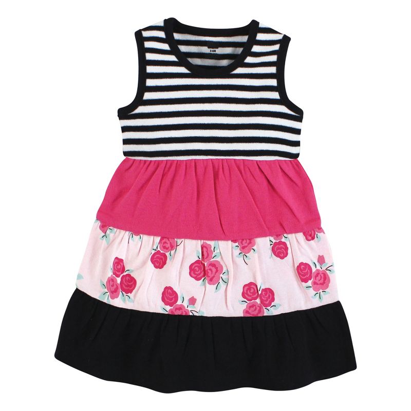 Hudson Baby Infant and Toddler Girl Cotton Dresses, Pink Black Roses, 3 of 5