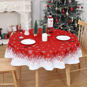 Holiday Party Tablecloth - Merry Christmas Print for Dining Room/Kitchen Decor - 1 of 4