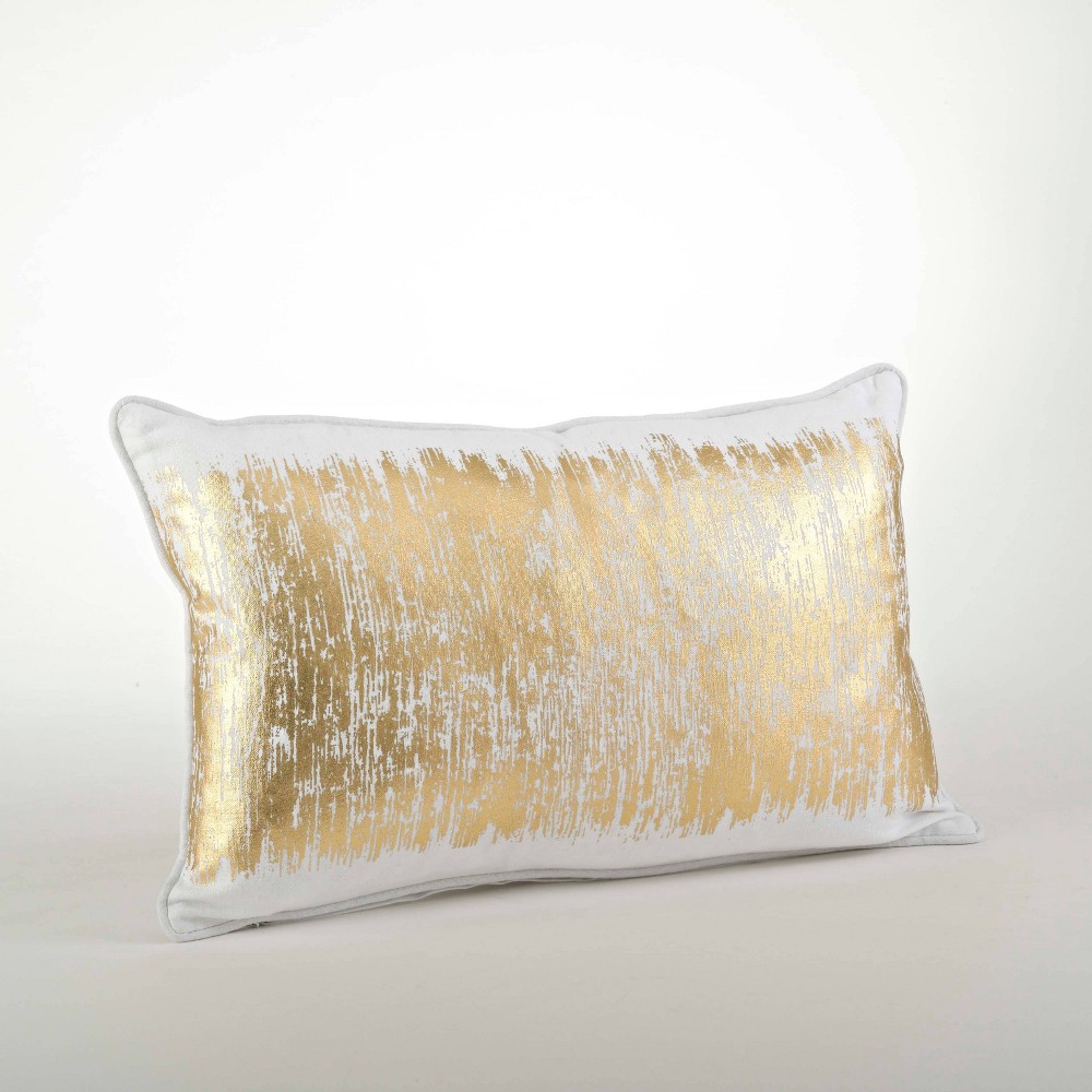 Photos - Pillow 12"x20" Oversize Down Filled Metallic Banded Design Lumbar Throw  Go