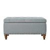 Hrinhom 36.6"W Linen Storage Bench, Wooden Leg Footstool,Ottoman With Rivet Trim - 2 of 4