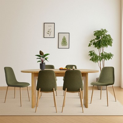 7-Piece Dining Room Table Set, 67'' Oval Table with 6 Upholstered Modern Chairs for Kitchen or Dining Room-Maison Boucle