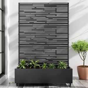 PexFix 72 in. H x 47 in. W Black Metal Rectangle Wall Planter Box with Trellis for Climbing Plants - 1 of 4