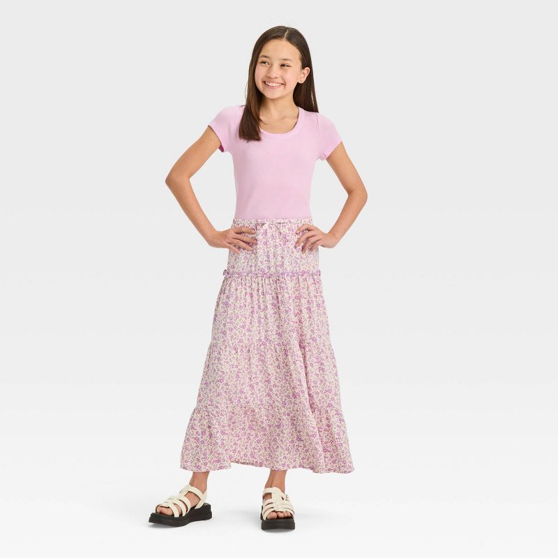 Girls' Tiered Woven Maxi Skirt - art class™, 4 of 5