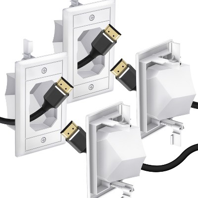 Fosmon 2-Pack Single Gang Recessed Low Voltage Cable Plate, 1-Gang Pass Through for Low Voltage Wires, Cord Hider for Wall Mount TV