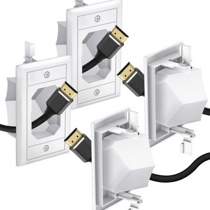 Fosmon 2-Pack Single Gang Recessed Low Voltage Cable Plate, 1-Gang Pass Through for Low Voltage Wires, Cord Hider for Wall Mount TV - 1 of 4