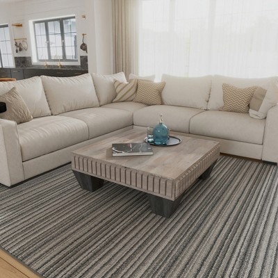 Royal Hampton Tokyo Inspired 36 Inch Square Mango Wood Coffee Table-Handcrafted with Elegant Sandblasted Gray Finish and Tapered Legs