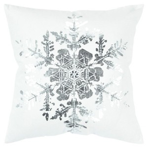 Snowflake Decorative Filled Oversize Square Throw Pillow Silver - Rizzy Home