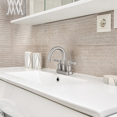 Brushed Nickel Mid-Arch Double Handle Lavatory Faucet
