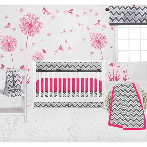 Pink and grey sales chevron crib bedding