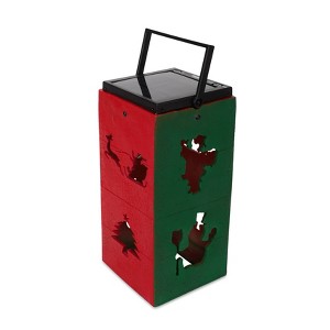 Techko Maid LED Solar 10.8" Portable Christmas Cut Out Decorative Outdoor Lantern Clear: IP65 Water-Resistant, Dual Lighting Modes, ABS Plastic - 1 of 4