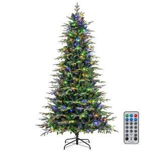 Resenkos 9-Ft Pre-Lit Artificial Christmas Tree with Warm White LED Lighting - Green - 1 of 4
