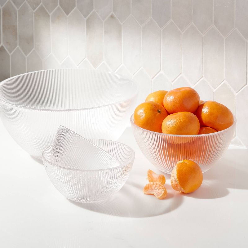 4pc Ribbed Glass Bowl Set Clear - Threshold&#8482;, 3 of 5
