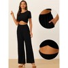 Allegra K Women's Front Twist Top Wide Leg Pants Lounge Tracksuit Set 2 Pcs - 2 of 4