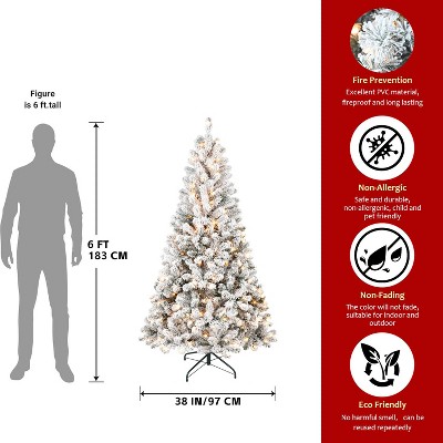 PAIHOME Flocked Christmas Tree – Snowy Artificial Holiday Tree and Sturdy Metal Stand for Home, Office, Apartment Decoration