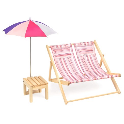 Badger Basket Double Doll Beach Chair With Table And Umbrella