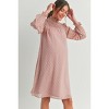 Hello Miz Women's Smocked Neck Long Sleeve Textured Dot Maternity Dress - 2 of 4