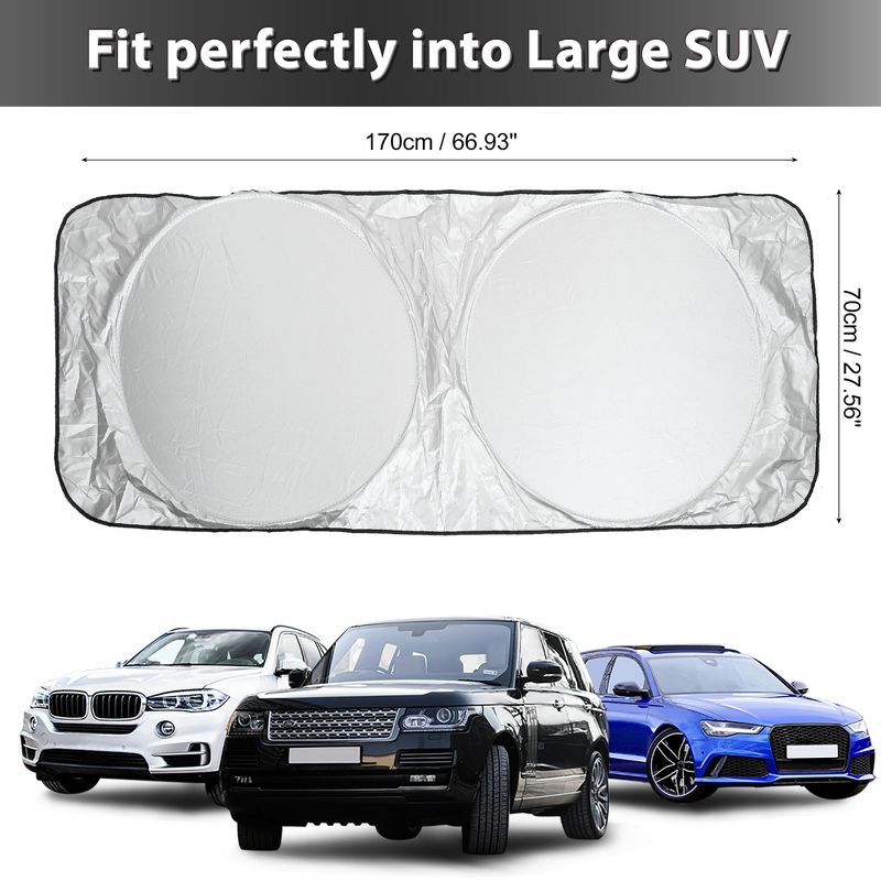 Unique Bargains Car Front Windshield Cover Protection Snow Ice Frost Freeze Sunshade 66.9"x27.5", 3 of 5