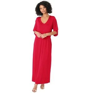 Roaman's Women's Plus Size Dolman Sleeve Maxi Dress - 1 of 2