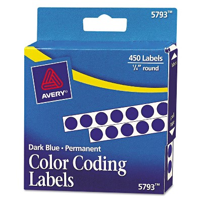 Avery Permanent Self-Adhesive Round Color-Coding Labels 1/4" dia Dark Blue 450/Pack 05793