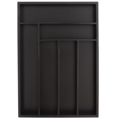 Juvale Bamboo Silverware Drawer Organizer Tray for Kitchen, Black, 17 x 12 Inches