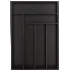 Juvale Bamboo Silverware Drawer Organizer Tray for Kitchen, Black, 17 x 12 Inches - 1 of 4