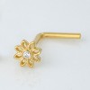 Jewelry Avalanche 20G 14K Yellow Gold Sunflower L-shape Nose Ring Stud - 4 of 4