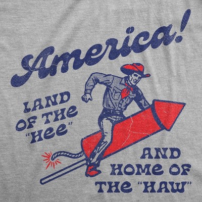 Мужские футболки Crazy Dog T-Shirts, Inc. Mens Funny T Shirts America Land of The Hee and Home of The Haw Fourth Of July Tee for Men - Crazy Dog Men's T Shirt For Fourth Of July Light Grey L — фото 2