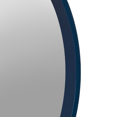 Travis 21.6'' Navy Blue Round Wood Wall Mirror