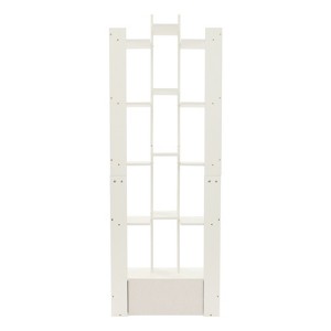 YIYIBYUS Bookcase 15-Compartment Book Rack with Cabinet, Floor Standing, White - 1 of 4