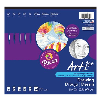 UCreate Drawing Paper Pad, Heavyweight, 9" x 12", 24 Sheets Per Pad, Pack of 6