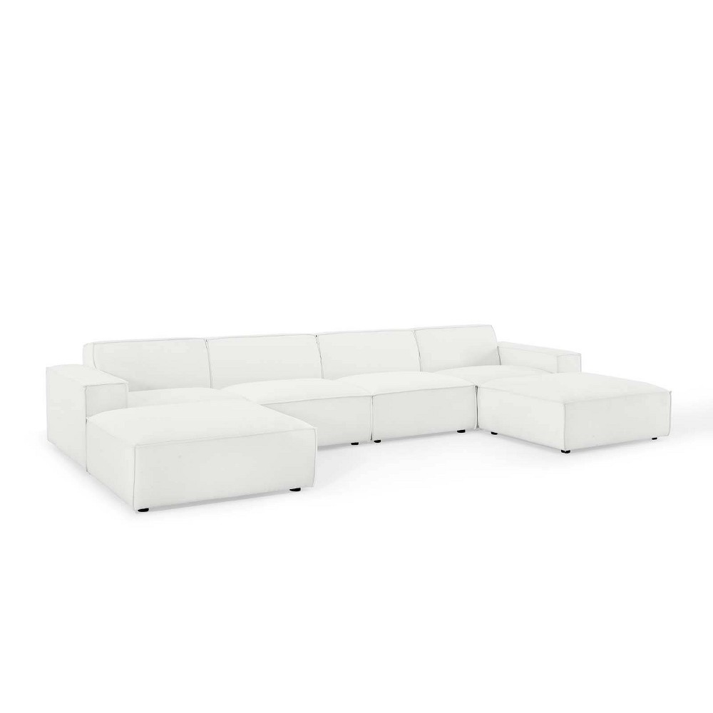 Photos - Sofa Modway 6pc Restore U-Shaped Sectional  White - : Polyester Upholstery, No Assembly, Modern Decor 