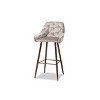 4pc Catherine Velvet Fabric Upholstered and Counter Height Barstool Gray/Walnut - Baxton Studio: Polyester, Metal Frame, Fixed Height - 2 of 4