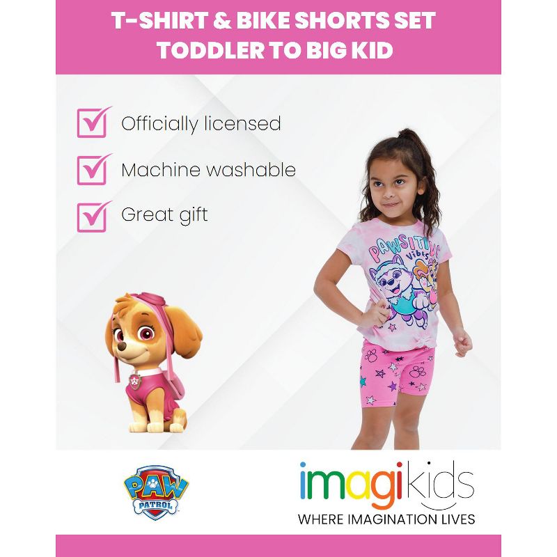 PAW Patrol Everest Skye Girls Graphic T-Shirt and Shorts Outfit Set Toddler, 2 of 8