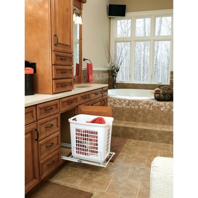 White Polymer Pullout Laundry Hamper with Full Extension Slides