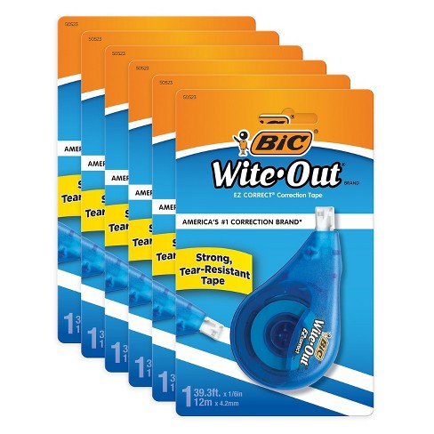 [2 Packs of 6] BIC Wite-Out Brand EZ Correct Correction Tape, White