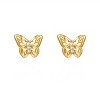 Guili 14k Yellow Gold Plated with Cubic Zirconia 3-Stone Filigree Butterfly Stud Earrings - 2 of 2